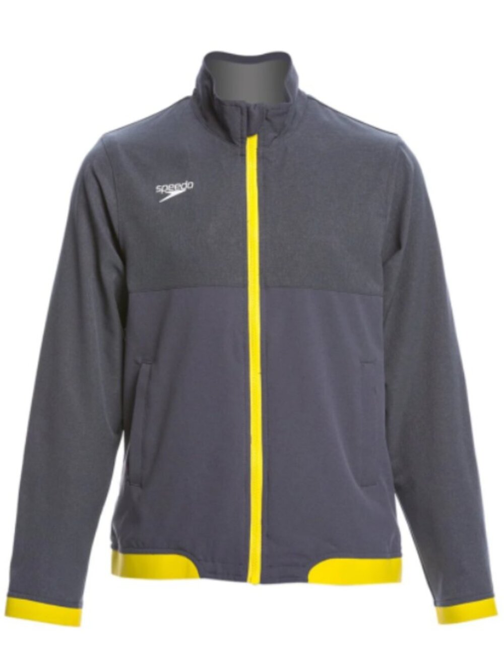 Speedo Youth Tech Warm Up Jacket Lightweight Sz S Gray/Blue & Speedo Yellow NWT